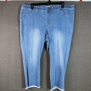 Plus Size Womens Light Wash Denim Cropped Jeans With Frayed Hem Just Be.. 3X Str